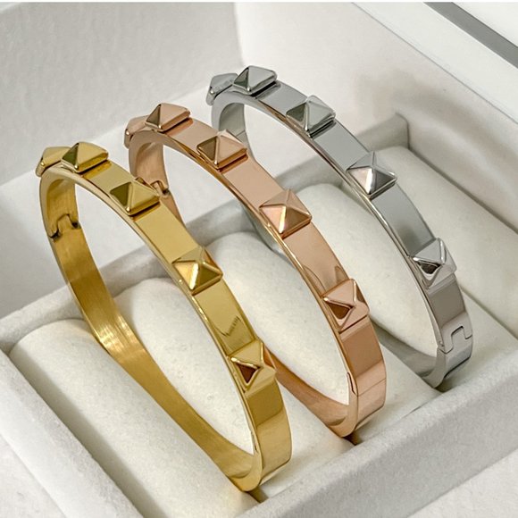 Geometric Jewelry Pyramid Bangle Bracelet Rockstar Jewelry Bangle Bracelets - Picture 7 of 11